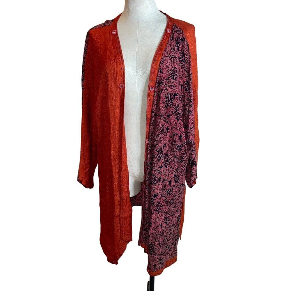 Tienda Ho Womens Jacket One Size Multicolor Open Front Tunic Mixed Print